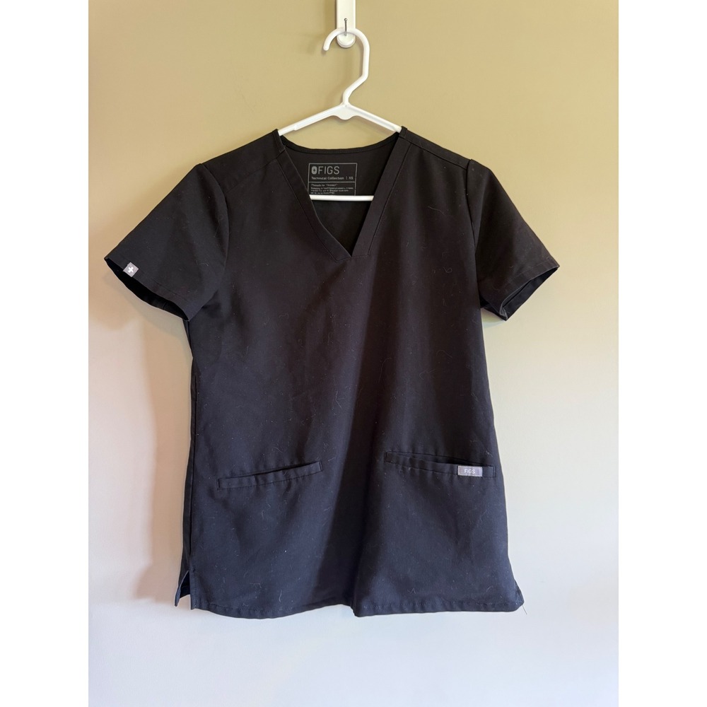 FIGS Women Black Scrub Set Casma V-Neck Top XS Multi-Pocket Cargo Pants Small